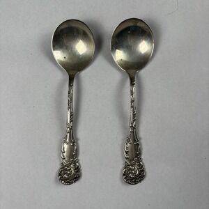 Reed & Barton La Reine Sterling Silver Cream Soup‎ Spoons 2 lot 1893 No Monogram